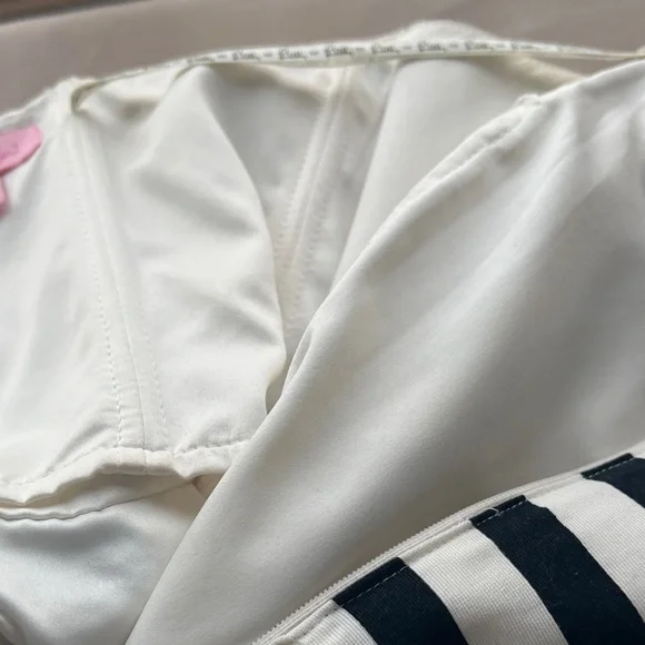 Lilly Pulitzer Black and White Payton Strapless Stripe Dress with Floral Overlay - Picture 12 of 14